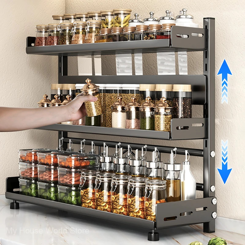 Kitchen Appliances Cabinet - 3 Tier Spice Storage Rack for